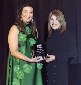 Noelle Ibrahim (right) accepting the 2025 Employer of the Year Award